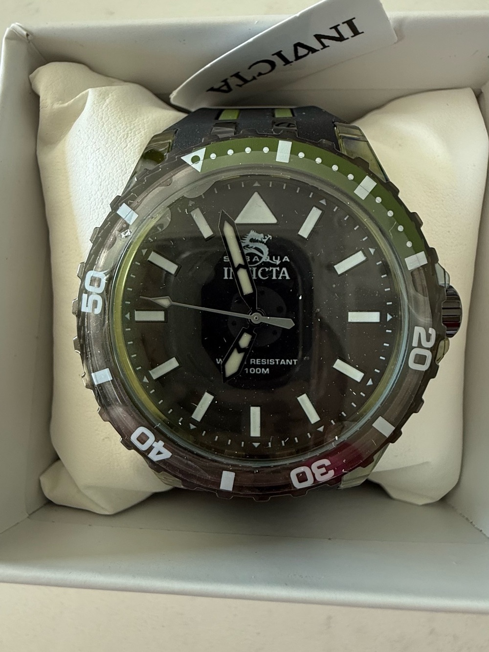 Invicta Men's Black Dial Watch with Green Accent Bezel - Picture 1 of 4